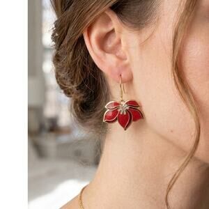 Vintage Laurel Burch Pear Blossom Earrings 80s Red Purple